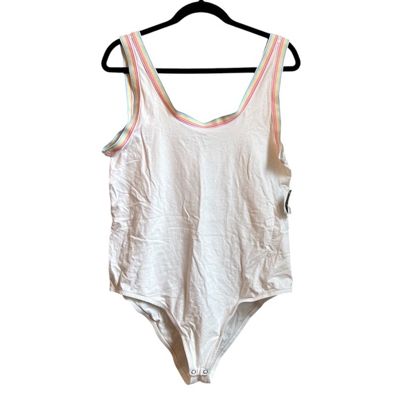 torrid Tops - TORRID CASUAL RIBBED RAINBOW TANK BODYSUIT WOMEN SZ 1X White NEW